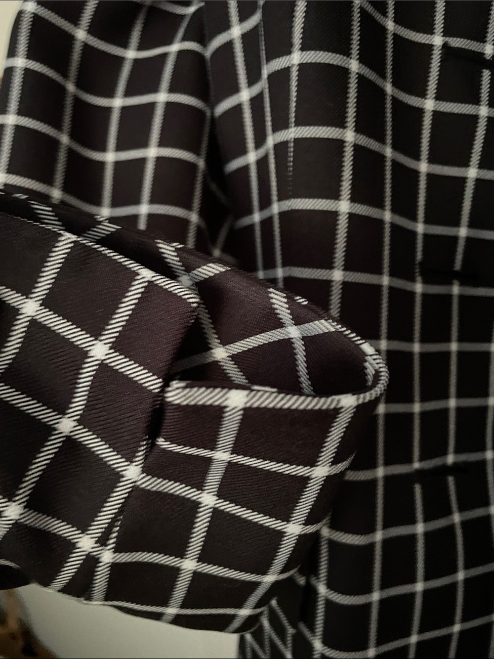 Le Suit Black Windowpane Blazer Coat - Picture 3 of 5
